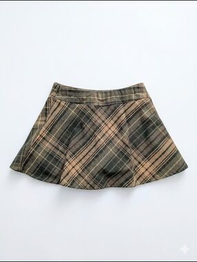 Gymboree Size 4 Girls Plaid Skort Adjustable Waist Green Tan Toddler Skirt